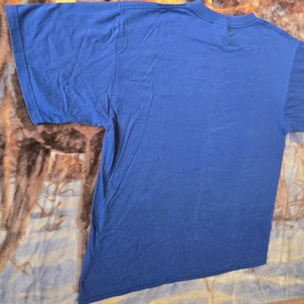 Vintage Nike Y2K Boxy Oversized Essential Swoosh Royal Blue Faded Tee sz M/L